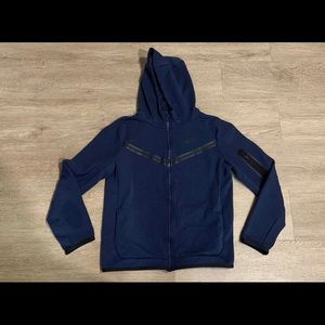 Nike Tech Fleece Hoodie Women XL Blue Long Sleeve Full Zip Swoosh Logo